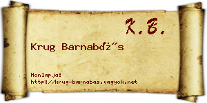 Krug Barnabás névjegykártya